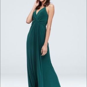 Drapey Jersey V-Neck Sheath Bridesmaid Dress Green